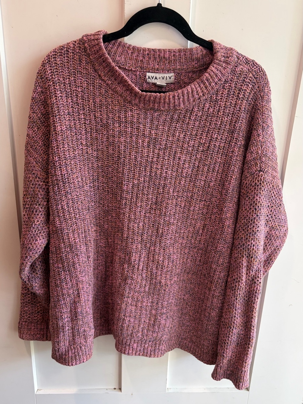 Ava & Viv Dusty Rose Marled Crewneck Sweater